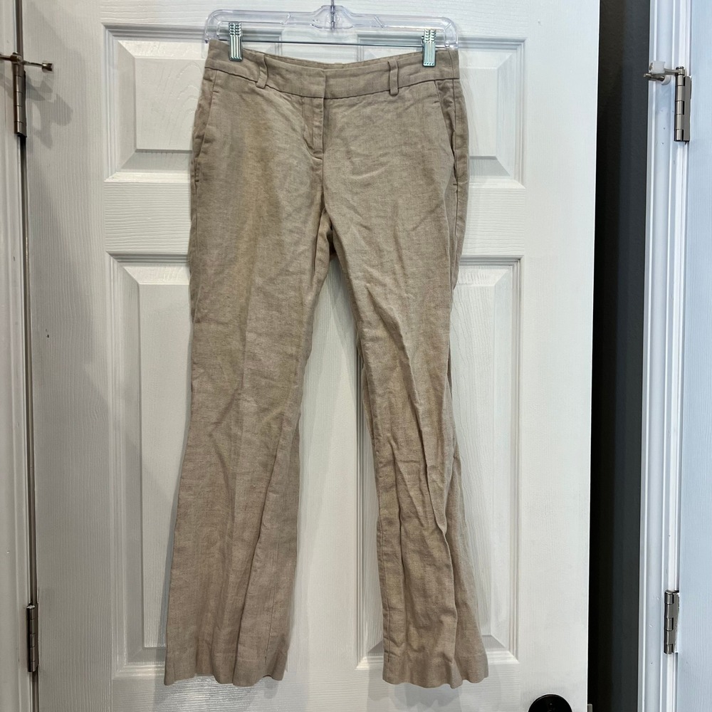 Ann Taylor LOFT Marisa Pants Linen Beige Petite Coastal Minimalist Boho 0P